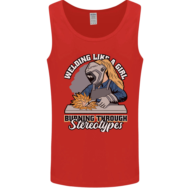 Welding Like a Girl Funny Welder Mens Vest Tank Top Red