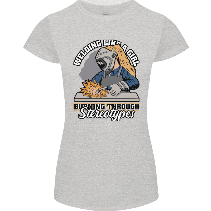 Welding Like a Girl Funny Welder Womens Petite Cut T-Shirt Sports Grey