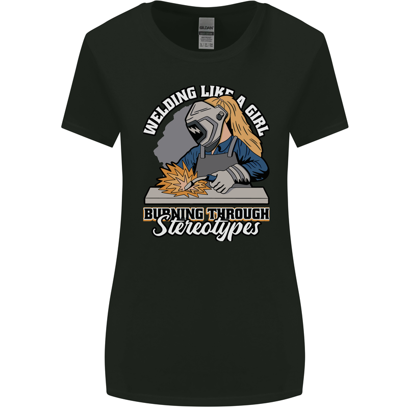 Welding Like a Girl Funny Welder Womens Wider Cut T-Shirt Black