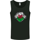 Welsh Flag St Davids Day Ripped Gym Wales Mens Vest Tank Top Black