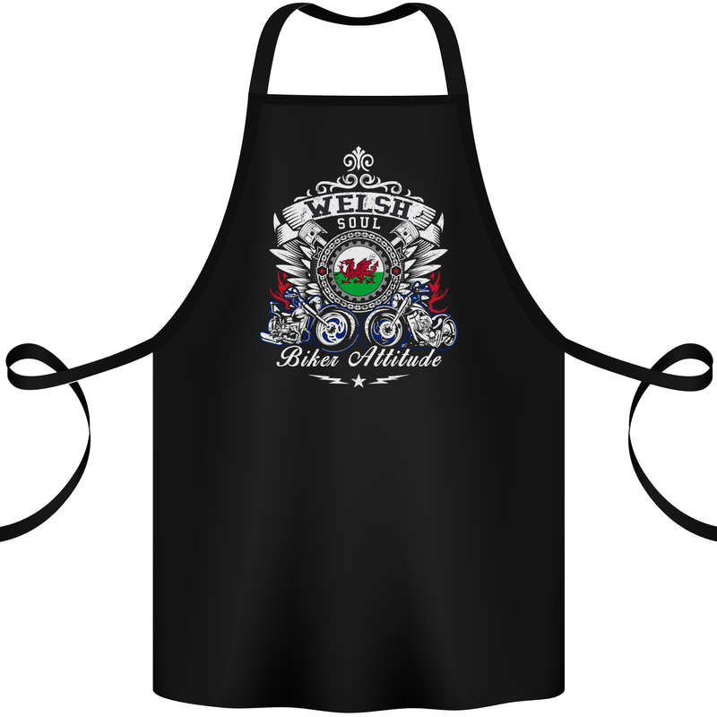 Welsh Soul Biker Attitude Bike Motorcycle Cotton Apron 100% Organic Black