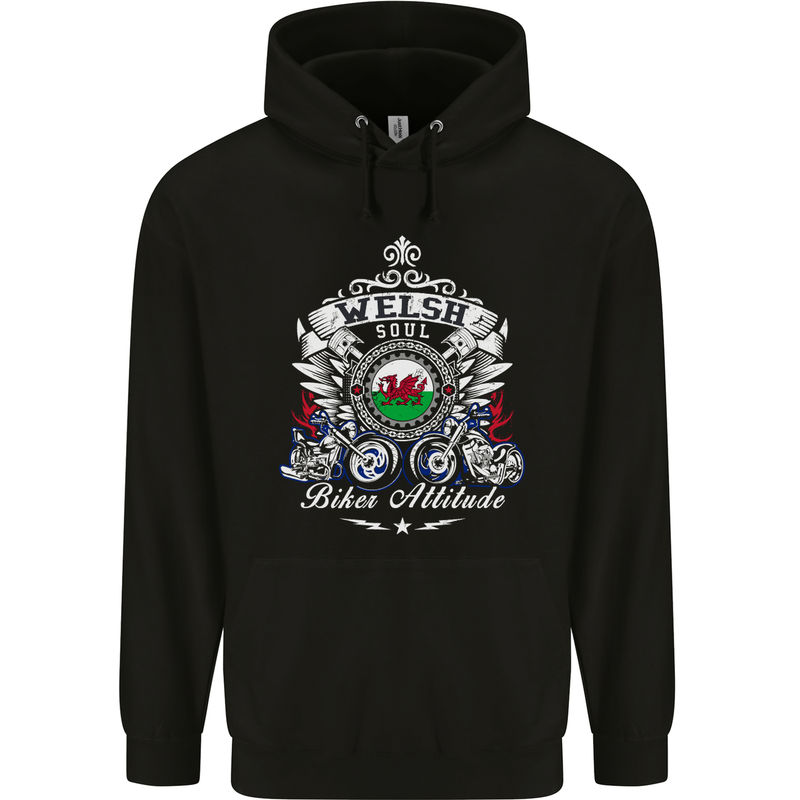 Welsh Soul Biker Attitude Bike Motorcycle Mens Hoodie Black