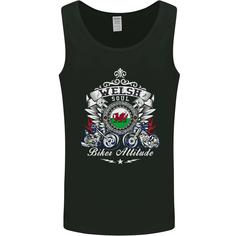 Welsh Soul Biker Attitude Bike Motorcycle Mens Vest Tank Top Black
