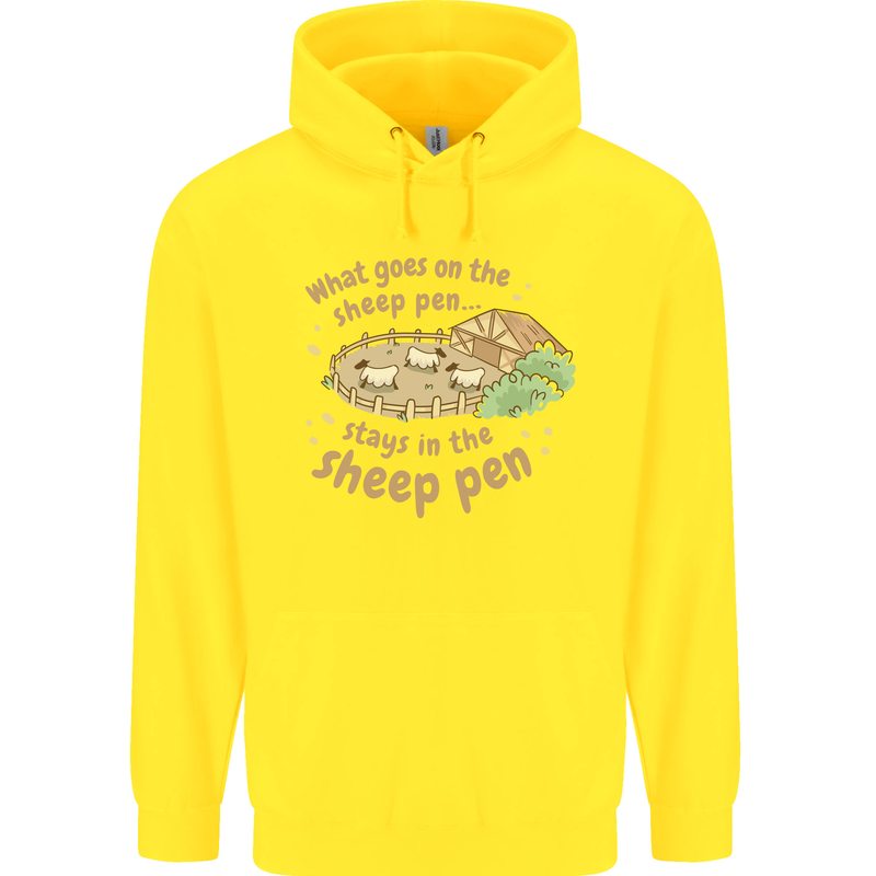 What Goes On In the Sheep Pen Farming Childrens Kids Hoodie Yellow