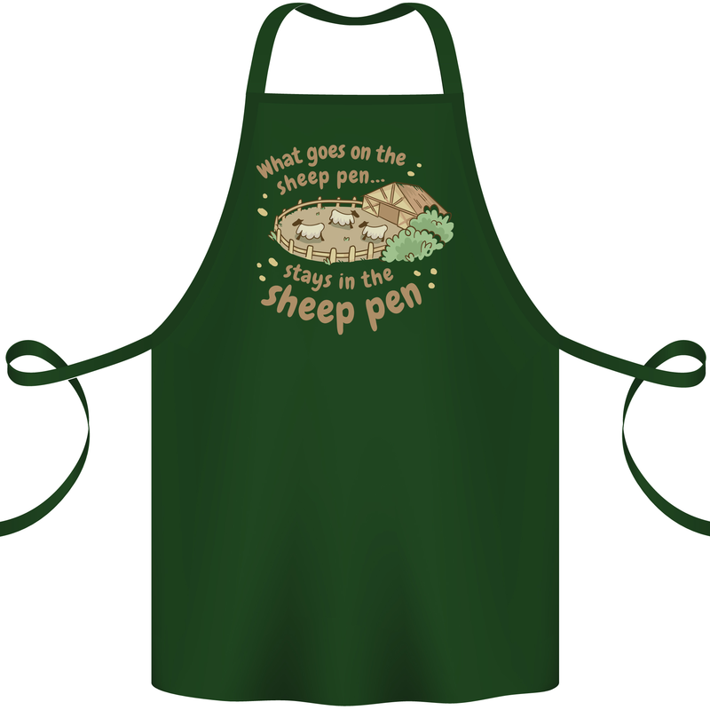 What Goes On In the Sheep Pen Farming Cotton Apron 100% Organic Forest Green