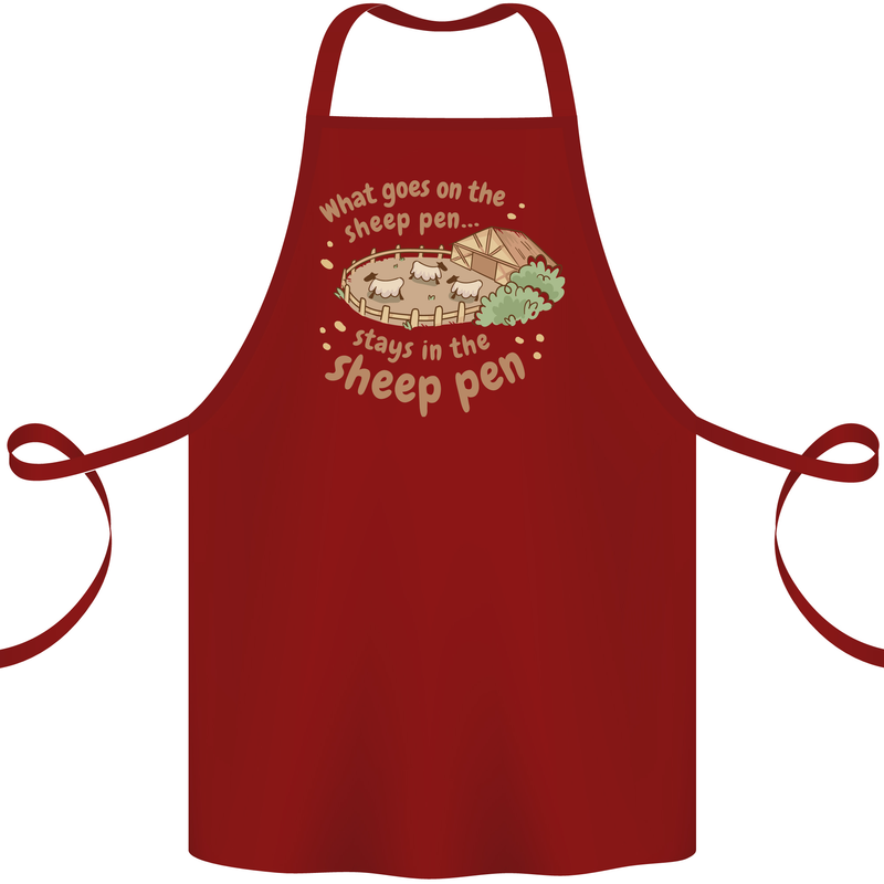 What Goes On In the Sheep Pen Farming Cotton Apron 100% Organic Maroon