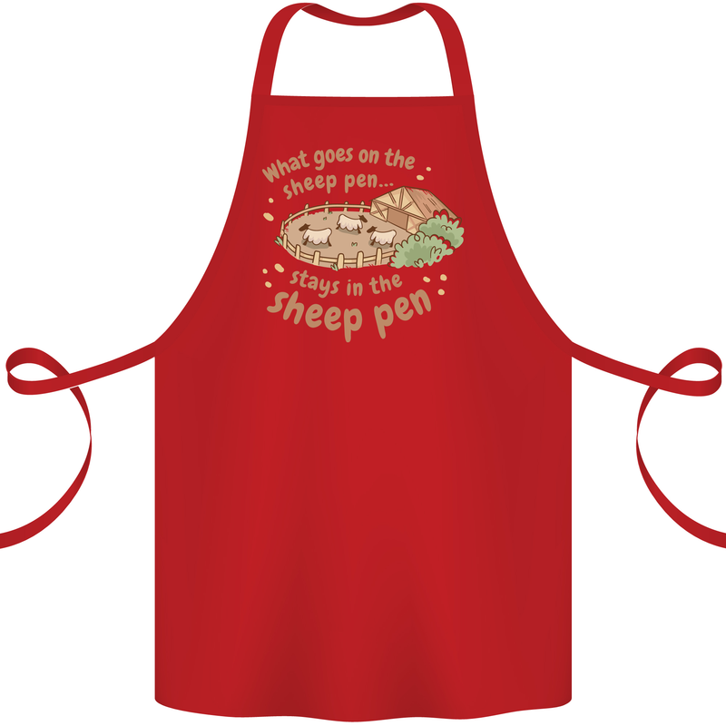 What Goes On In the Sheep Pen Farming Cotton Apron 100% Organic Red