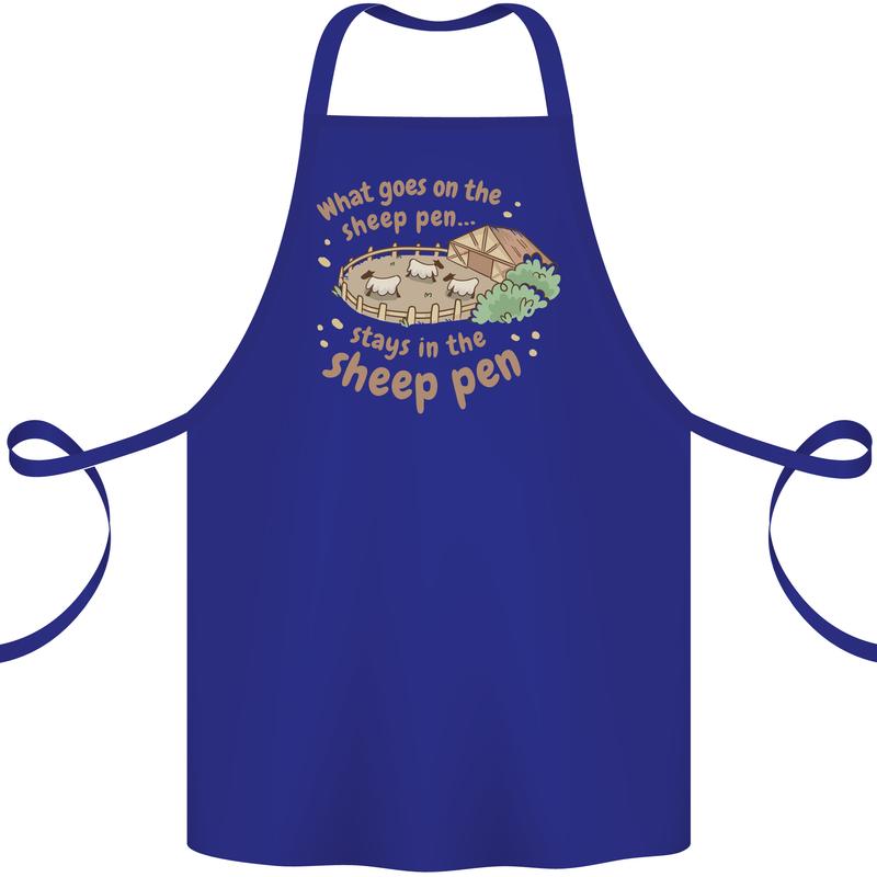 What Goes On In the Sheep Pen Farming Cotton Apron 100% Organic Royal Blue