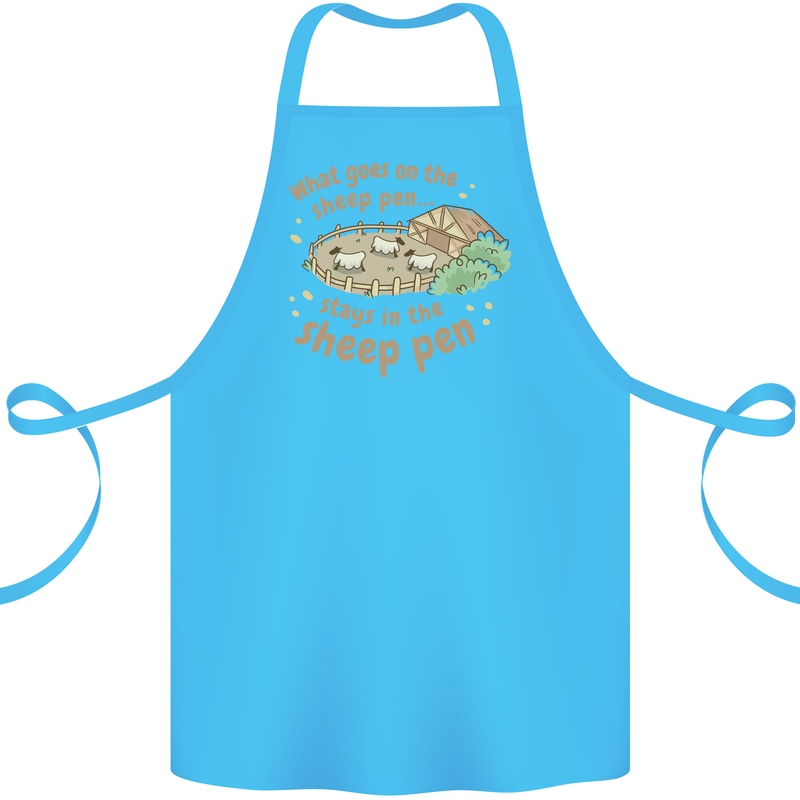 What Goes On In the Sheep Pen Farming Cotton Apron 100% Organic Turquoise