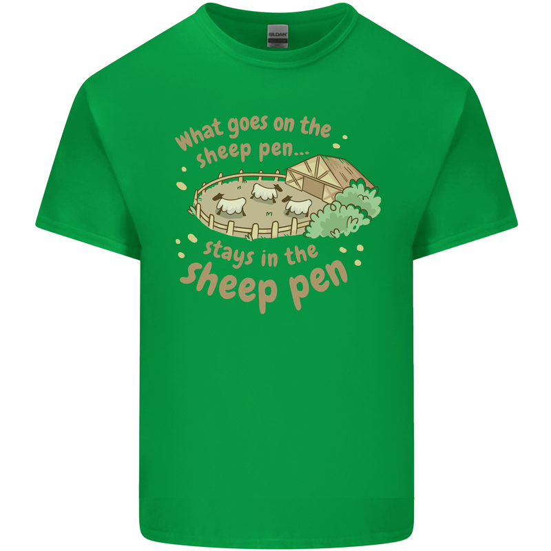 What Goes On In the Sheep Pen Farming Kids T-Shirt Childrens Irish Green