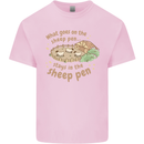 What Goes On In the Sheep Pen Farming Kids T-Shirt Childrens Light Pink
