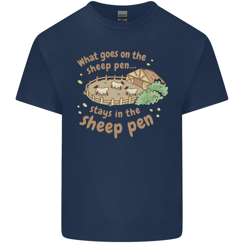 What Goes On In the Sheep Pen Farming Kids T-Shirt Childrens Navy Blue