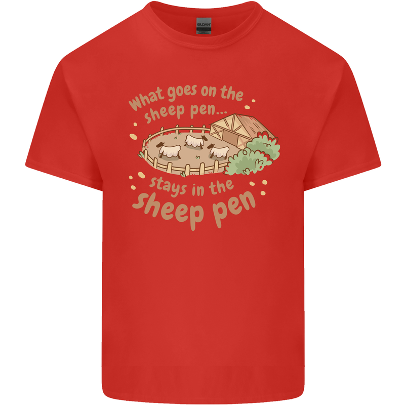 What Goes On In the Sheep Pen Farming Kids T-Shirt Childrens Red