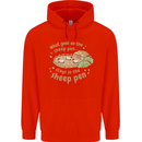 What Goes On In the Sheep Pen Farming Mens 80% Cotton Hoodie Bright Red