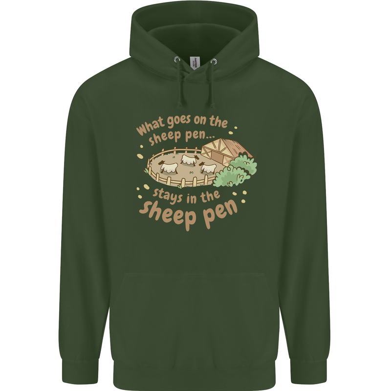 What Goes On In the Sheep Pen Farming Mens 80% Cotton Hoodie Forest Green