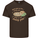 What Goes On In the Sheep Pen Farming Mens Cotton T-Shirt Tee Top Dark Chocolate
