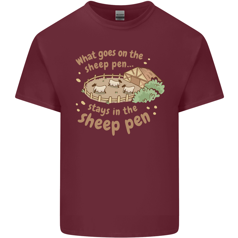 What Goes On In the Sheep Pen Farming Mens Cotton T-Shirt Tee Top Maroon