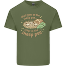 What Goes On In the Sheep Pen Farming Mens Cotton T-Shirt Tee Top Military Green