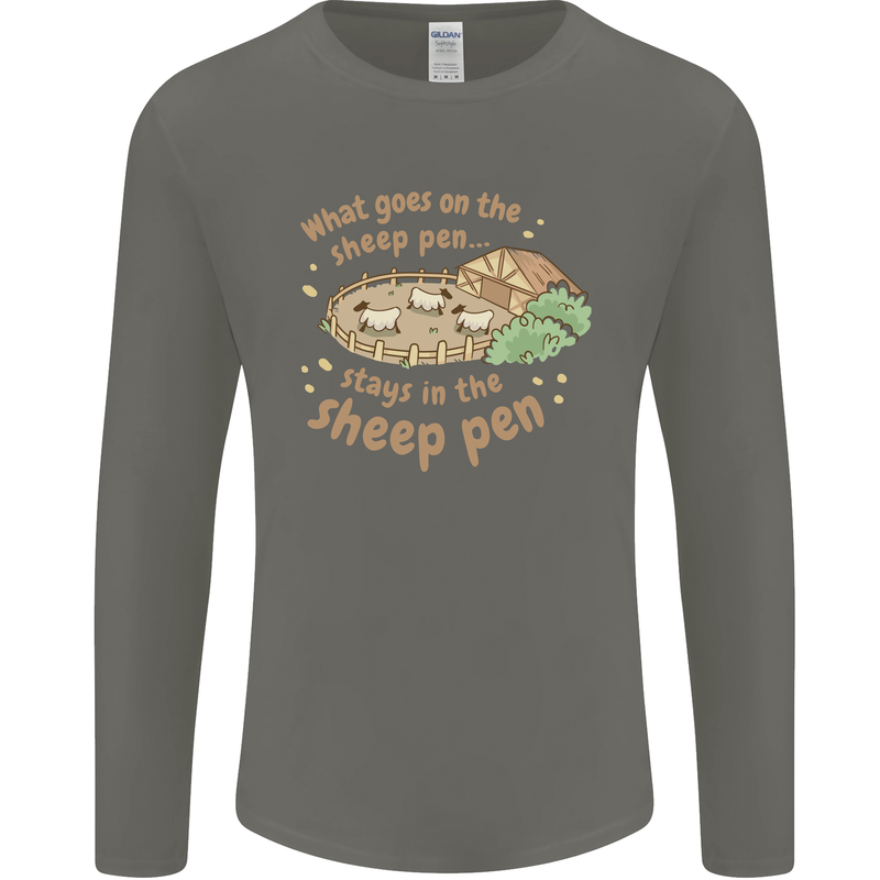 What Goes On In the Sheep Pen Farming Mens Long Sleeve T-Shirt Charcoal