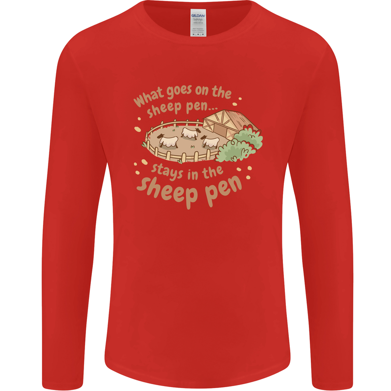 What Goes On In the Sheep Pen Farming Mens Long Sleeve T-Shirt Red