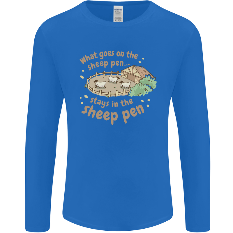 What Goes On In the Sheep Pen Farming Mens Long Sleeve T-Shirt Royal Blue