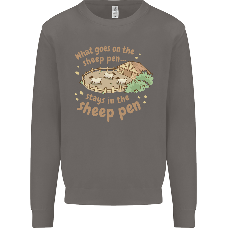 What Goes On In the Sheep Pen Farming Mens Sweatshirt Jumper Charcoal