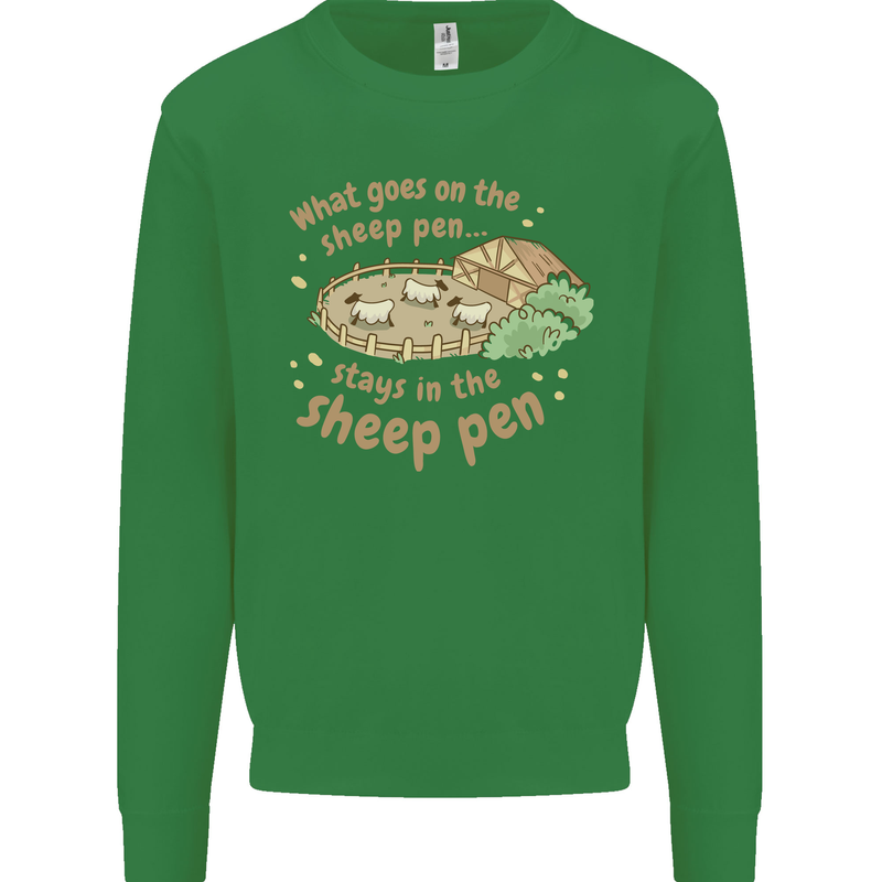 What Goes On In the Sheep Pen Farming Mens Sweatshirt Jumper Irish Green