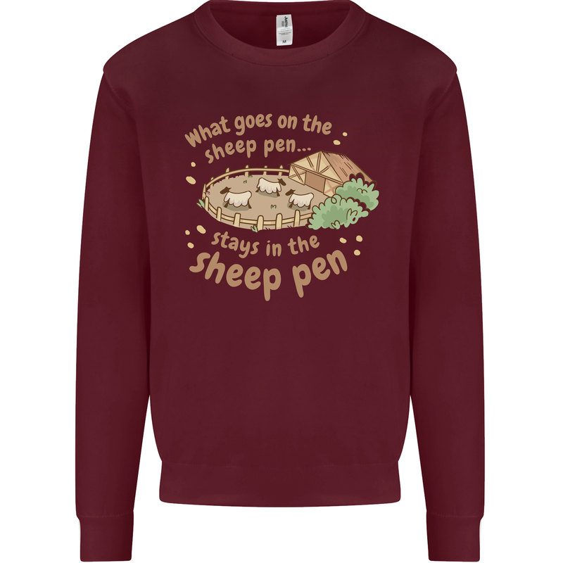 What Goes On In the Sheep Pen Farming Mens Sweatshirt Jumper Maroon