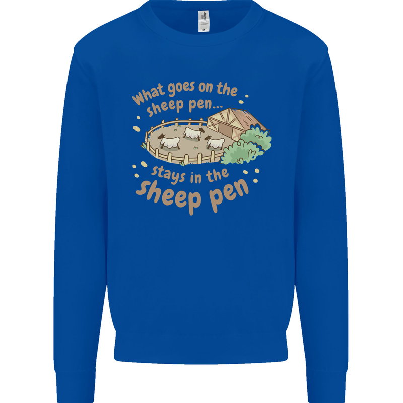 What Goes On In the Sheep Pen Farming Mens Sweatshirt Jumper Royal Blue