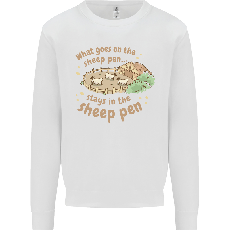 What Goes On In the Sheep Pen Farming Mens Sweatshirt Jumper White