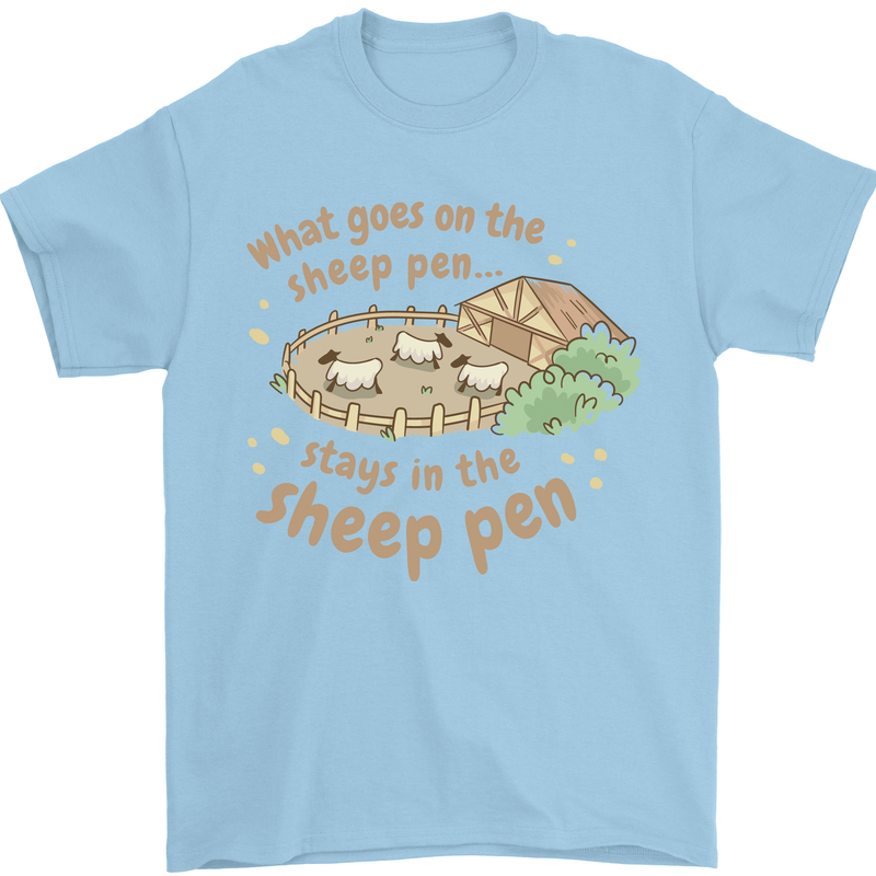 What Goes On In the Sheep Pen Farming Mens T-Shirt 100% Cotton Light Blue