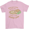 What Goes On In the Sheep Pen Farming Mens T-Shirt 100% Cotton Light Pink