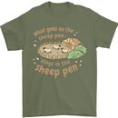 What Goes On In the Sheep Pen Farming Mens T-Shirt 100% Cotton Military Green
