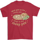What Goes On In the Sheep Pen Farming Mens T-Shirt 100% Cotton Red