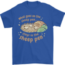What Goes On In the Sheep Pen Farming Mens T-Shirt 100% Cotton Royal Blue
