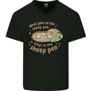 What Goes On In the Sheep Pen Farming Mens V-Neck Cotton T-Shirt Black
