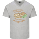 What Goes On In the Sheep Pen Farming Mens V-Neck Cotton T-Shirt Sports Grey