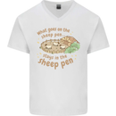 What Goes On In the Sheep Pen Farming Mens V-Neck Cotton T-Shirt White