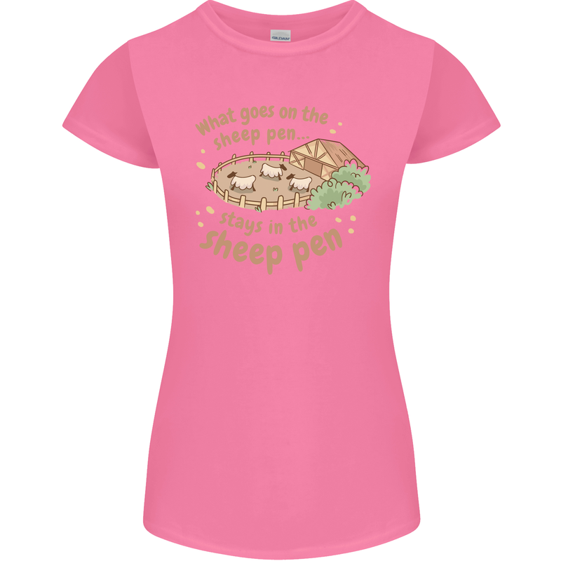 What Goes On In the Sheep Pen Farming Womens Petite Cut T-Shirt Azalea