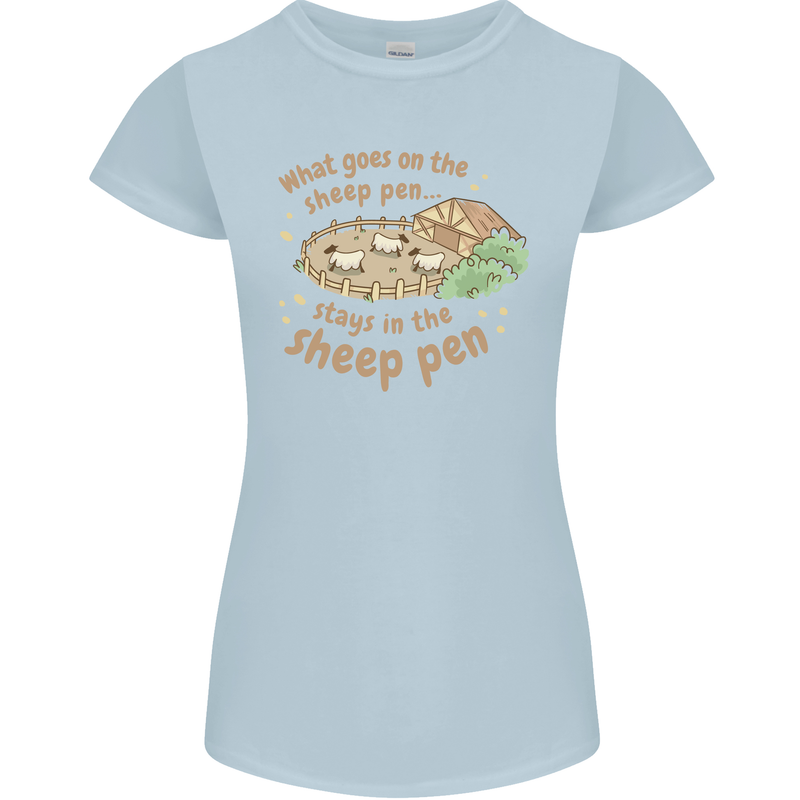 What Goes On In the Sheep Pen Farming Womens Petite Cut T-Shirt Light Blue