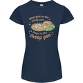 What Goes On In the Sheep Pen Farming Womens Petite Cut T-Shirt Navy Blue