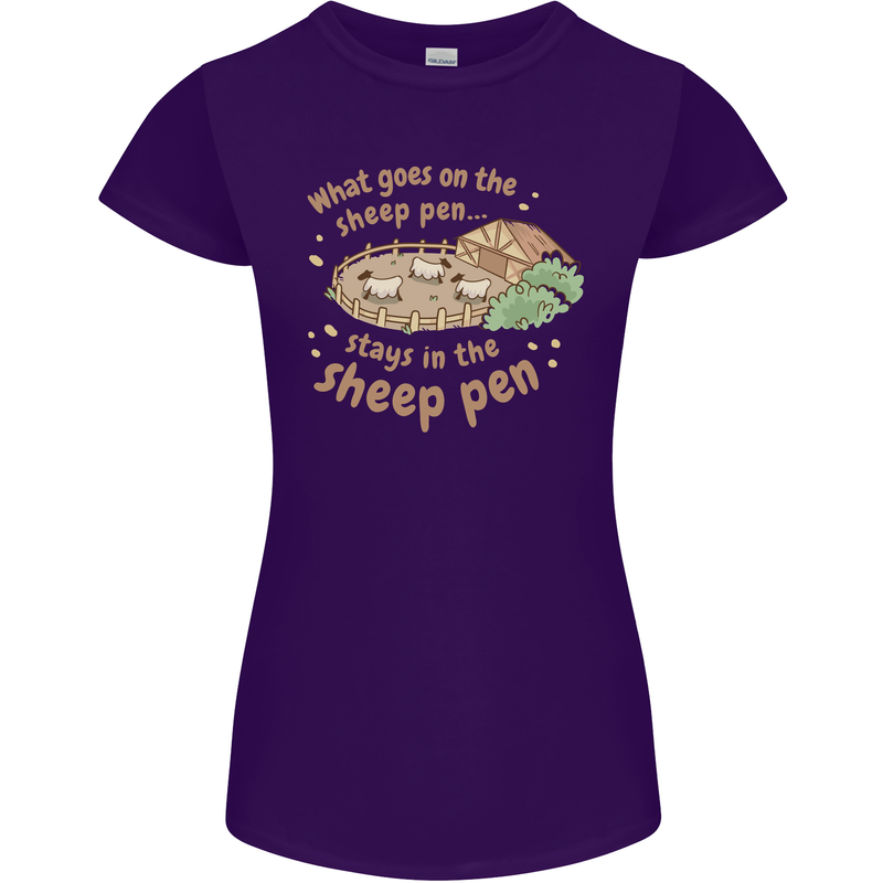 What Goes On In the Sheep Pen Farming Womens Petite Cut T-Shirt Purple