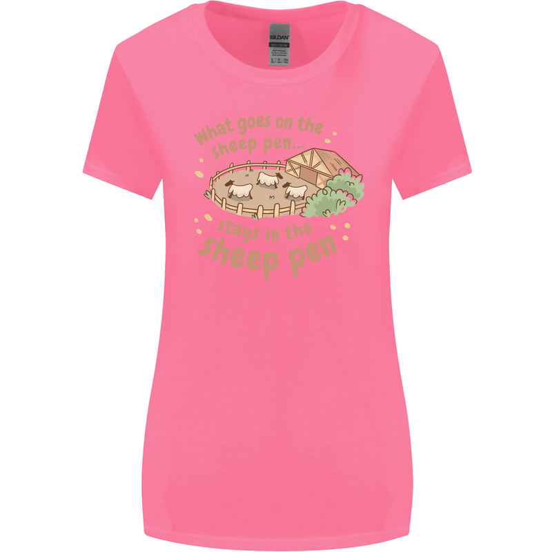 What Goes On In the Sheep Pen Farming Womens Wider Cut T-Shirt Azalea