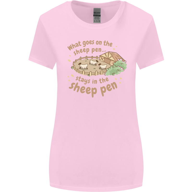 What Goes On In the Sheep Pen Farming Womens Wider Cut T-Shirt Light Pink