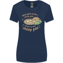 What Goes On In the Sheep Pen Farming Womens Wider Cut T-Shirt Navy Blue