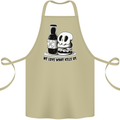 What We Love Kills Us Burger Food Skull Cotton Apron 100% Organic Khaki