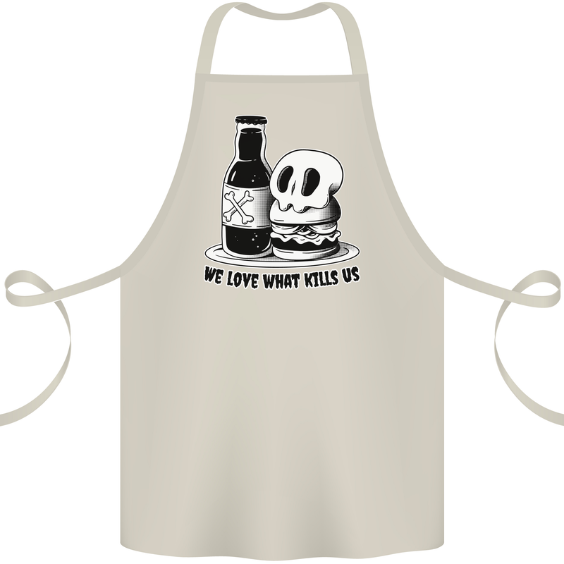 What We Love Kills Us Burger Food Skull Cotton Apron 100% Organic Natural