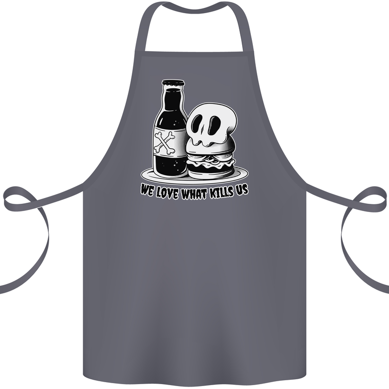 What We Love Kills Us Burger Food Skull Cotton Apron 100% Organic Steel