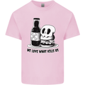 What We Love Kills Us Burger Food Skull Mens Cotton T-Shirt Tee Top Light Pink