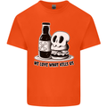 What We Love Kills Us Burger Food Skull Mens Cotton T-Shirt Tee Top Orange